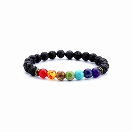 Seven Chakra Lava  Bracelet