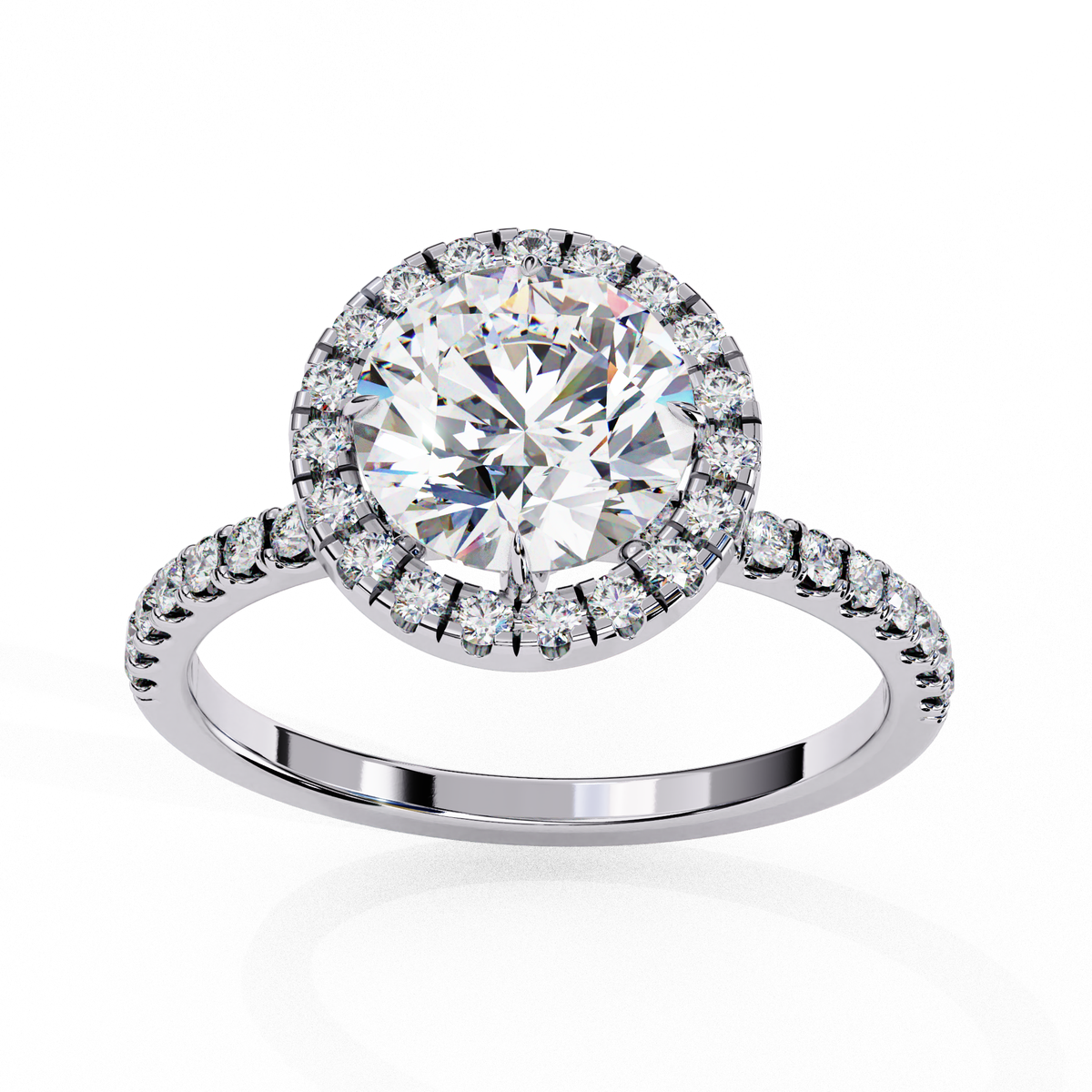 Alexandra Solitaire Halo Ring