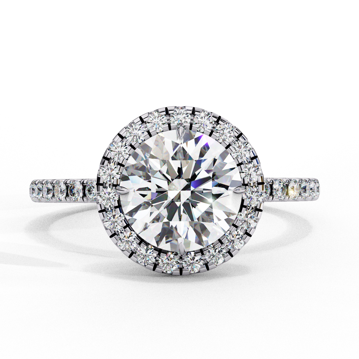 Alexandra Solitaire Halo Ring