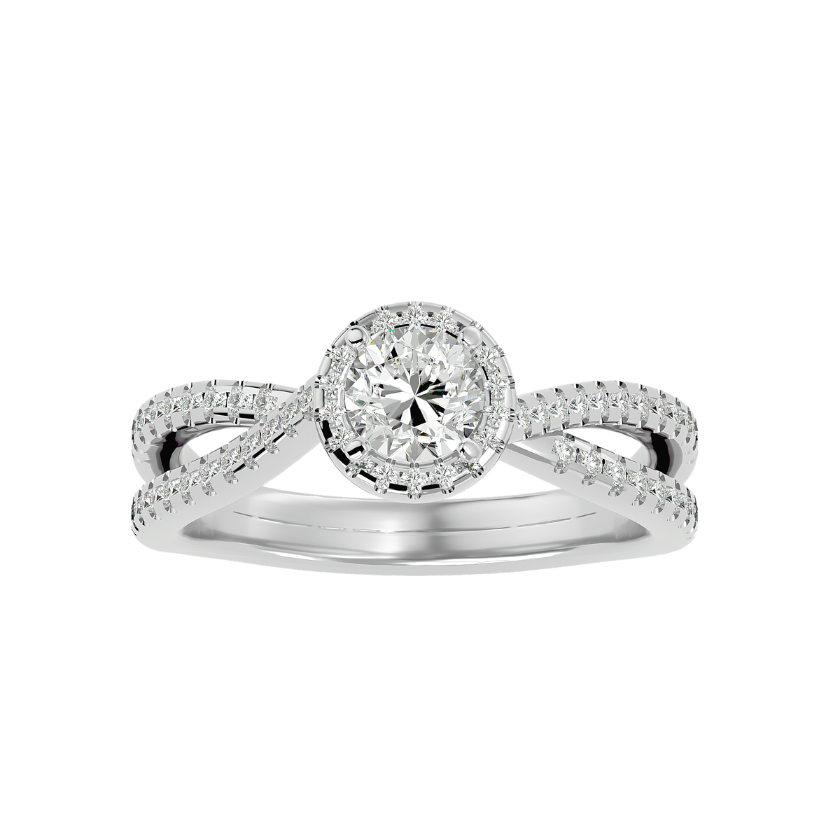 Flora Solitaire Halo Ring