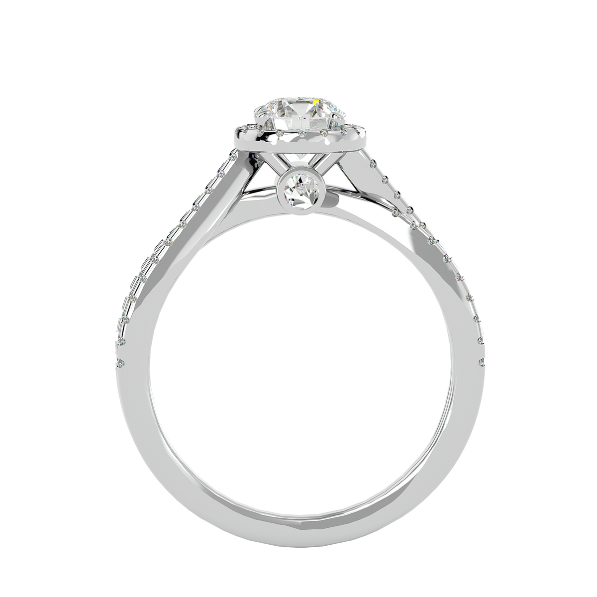 Flora Solitaire Halo Ring