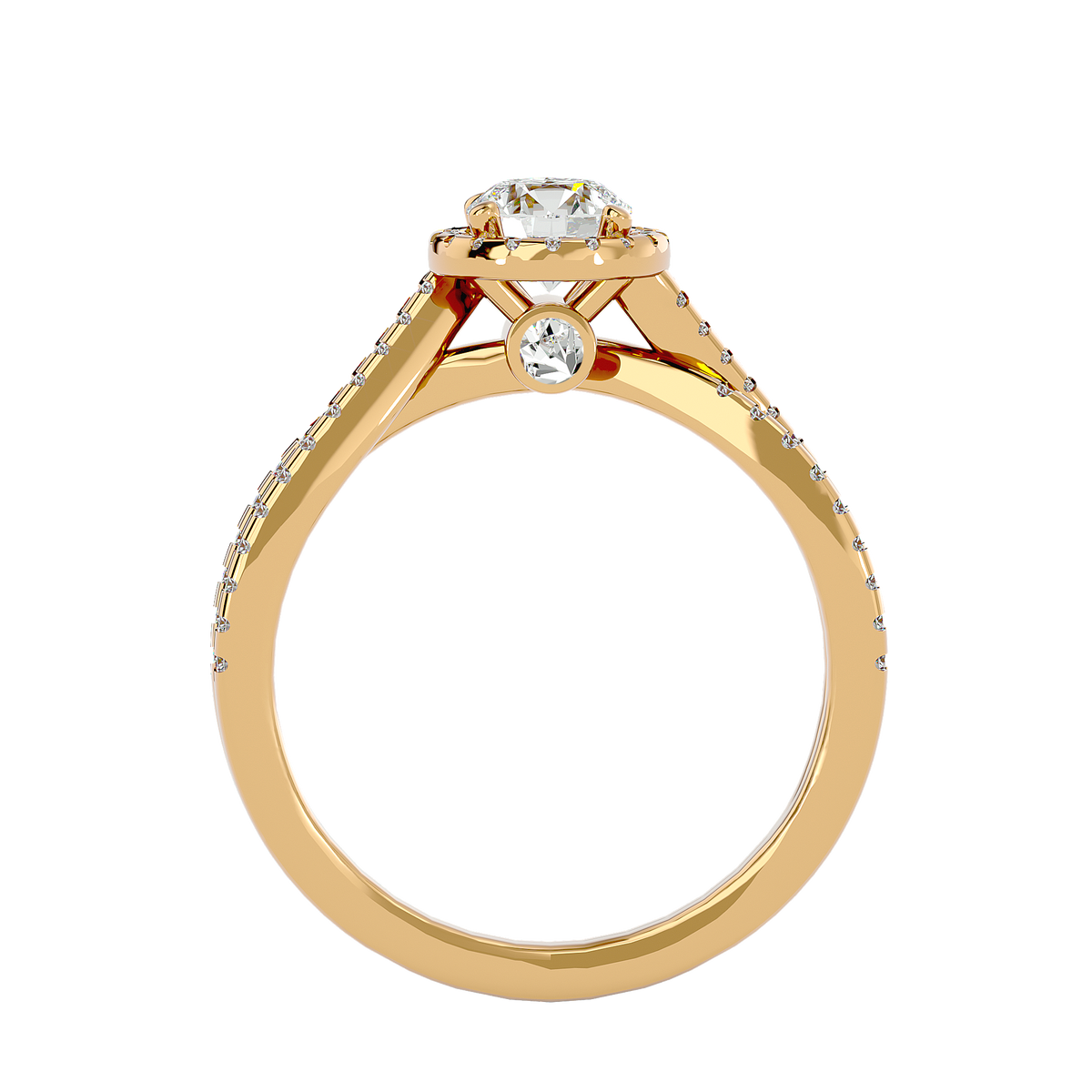 Flora Solitaire Halo Ring