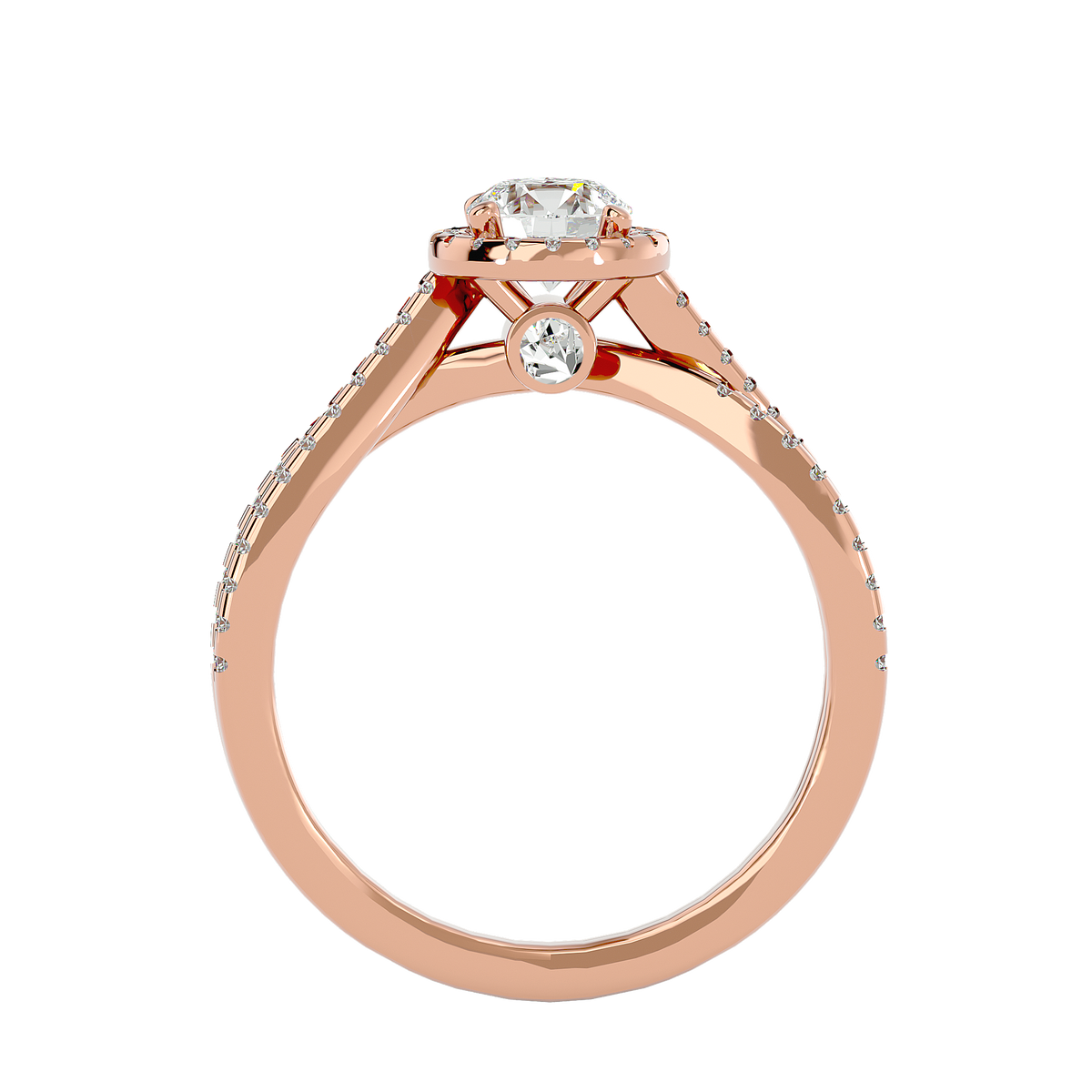 Flora Solitaire Halo Ring