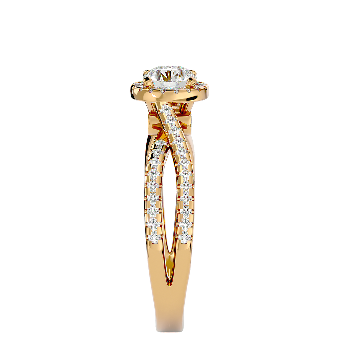 Flora Solitaire Halo Ring