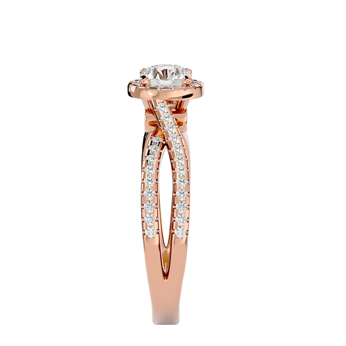 Flora Solitaire Halo Ring