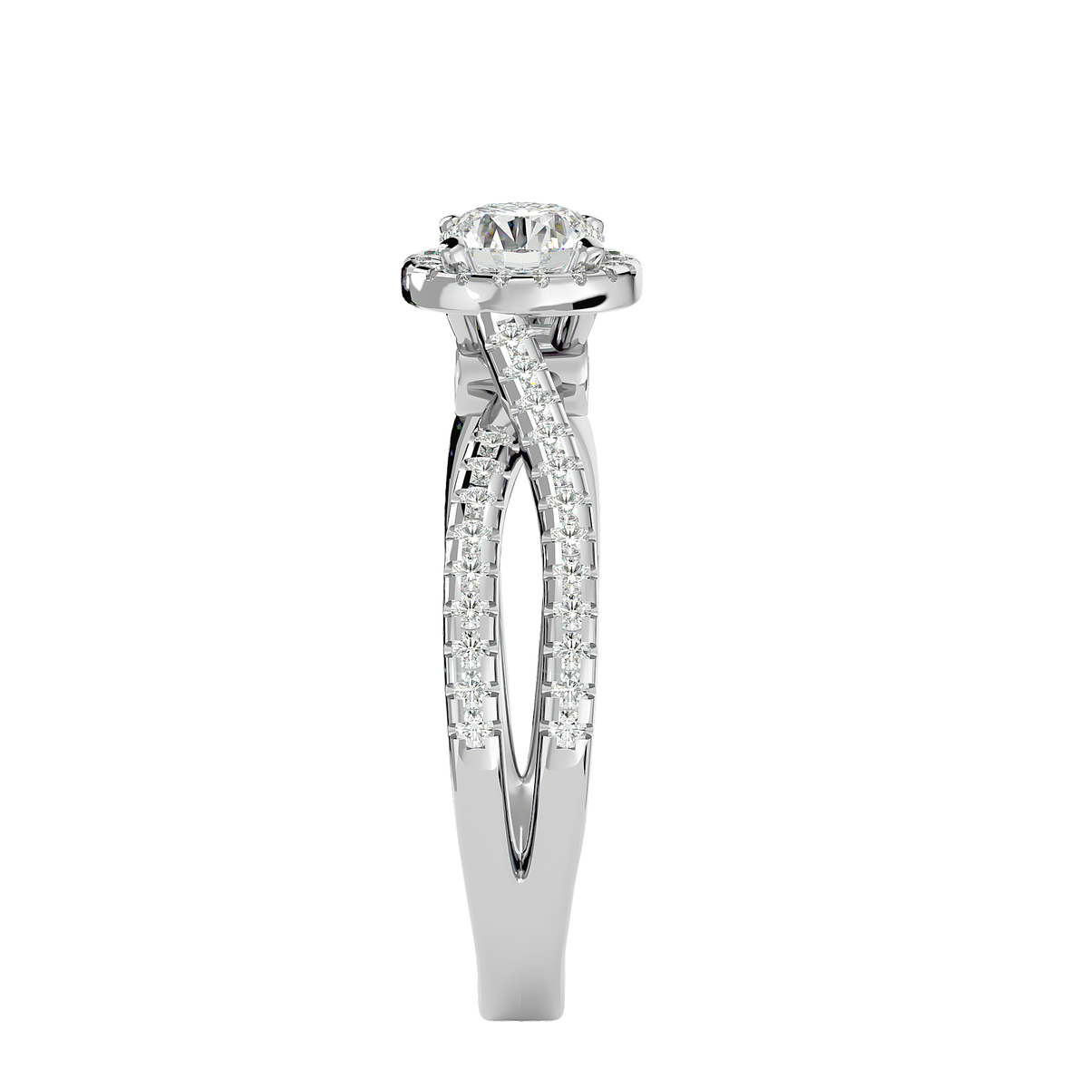 Flora Solitaire Halo Ring