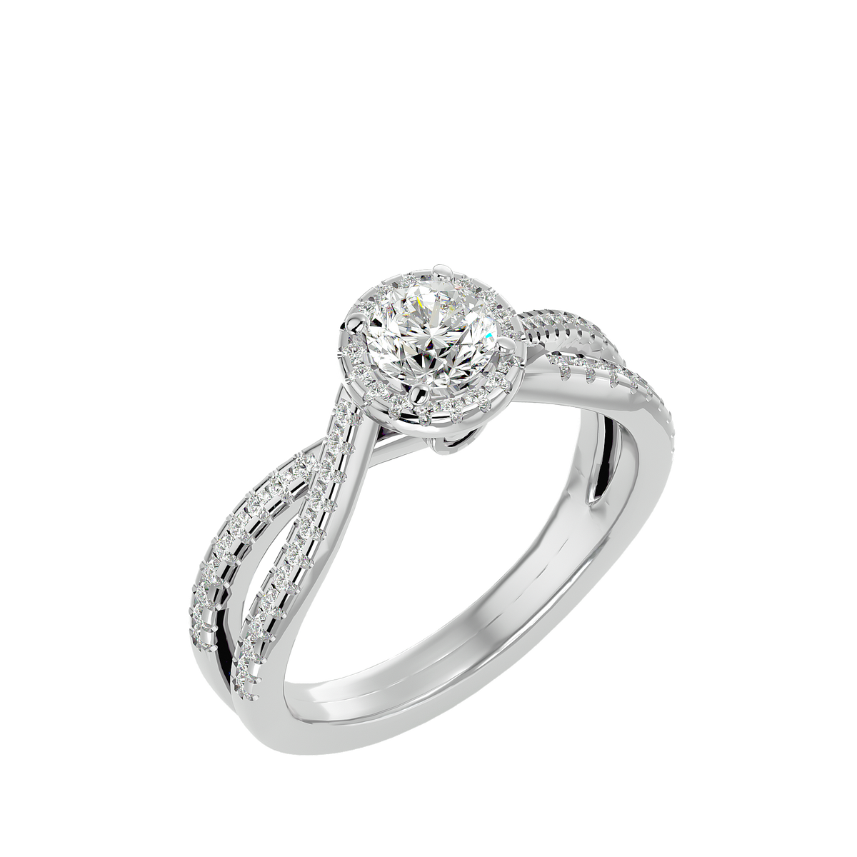Flora Solitaire Halo Ring