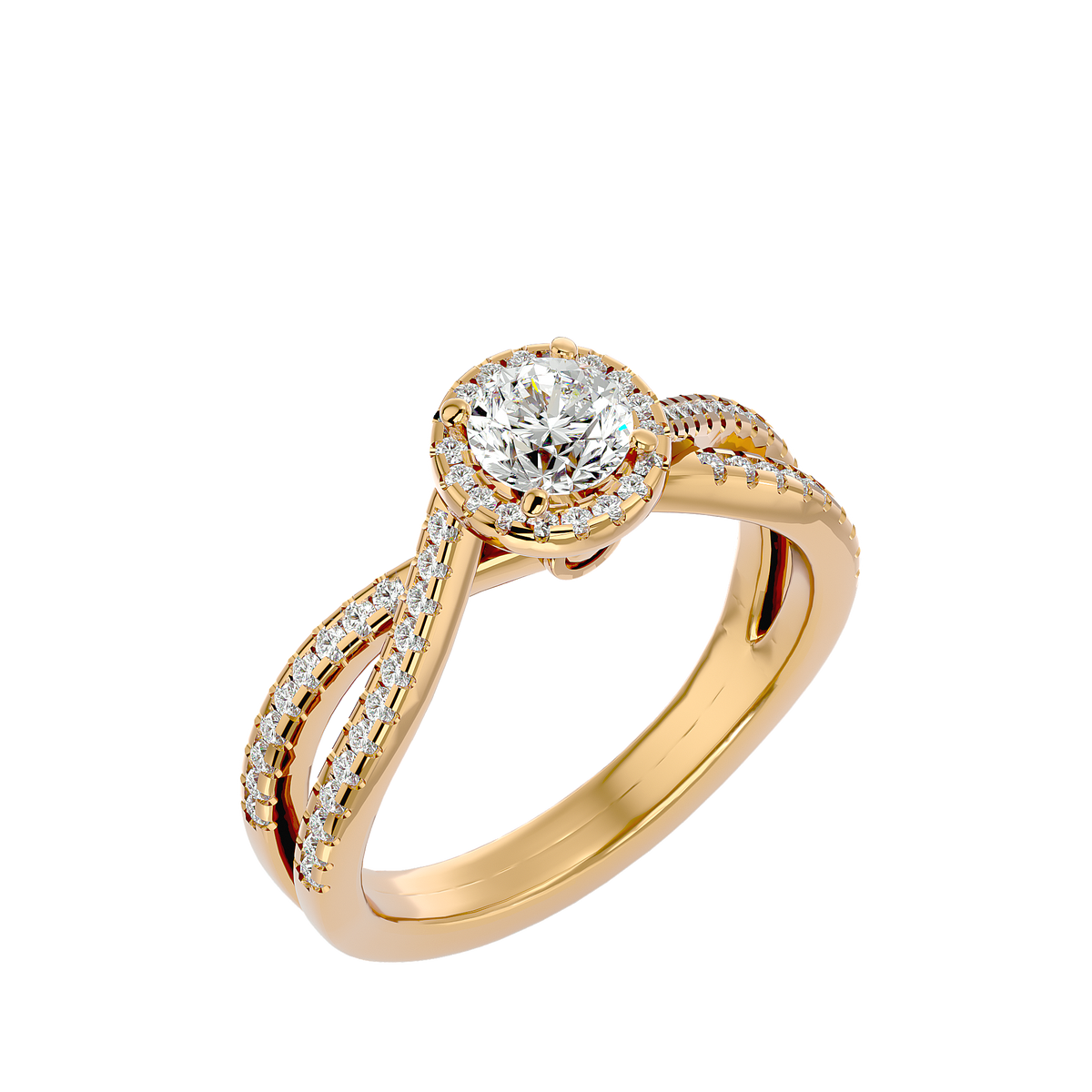 Flora Solitaire Halo Ring